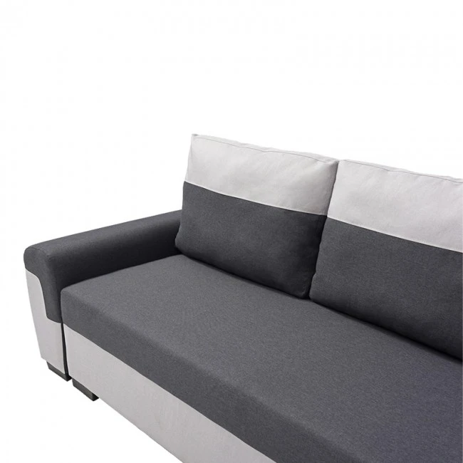 Gaby three-seater sofa bed pakoworld fabric with storage space in anthracite-gray shade 260x88x88cm