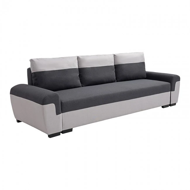 Gaby three-seater sofa bed pakoworld fabric with storage space in anthracite-gray shade 260x88x88cm