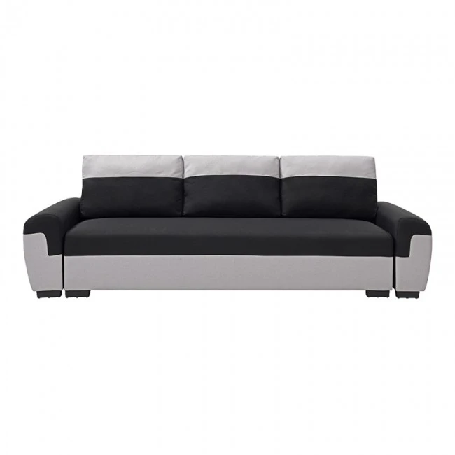 Gaby three-seater sofa bed pakoworld fabric with storage space in black-gray shade 260x88x88cm