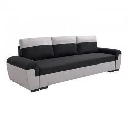 Gaby three-seater sofa bed pakoworld fabric with storage space in black-gray shade 260x88x88cm