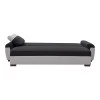 Gaby three-seater sofa bed pakoworld fabric with storage space in black-gray shade 260x88x88cm