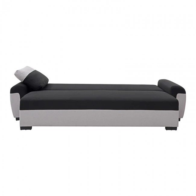 Gaby three-seater sofa bed pakoworld fabric with storage space in black-gray shade 260x88x88cm