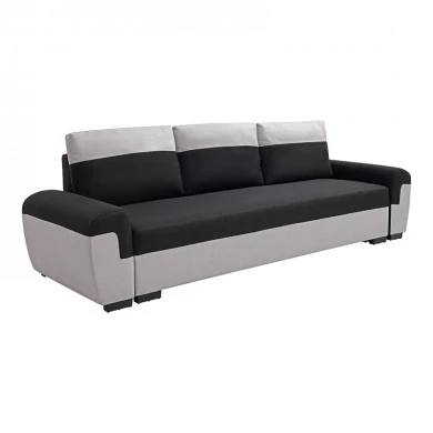Gaby three-seater sofa bed pakoworld fabric with storage space in black-gray shade 260x88x88cm