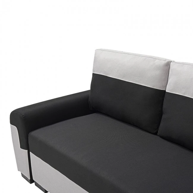 Gaby three-seater sofa bed pakoworld fabric with storage space in black-gray shade 260x88x88cm