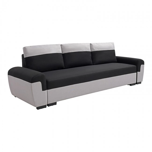 Gaby three-seater sofa bed pakoworld fabric with storage space in black-gray shade 260x88x88cm