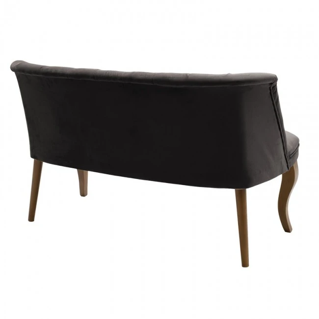 Καναπές Loreta pakoworld 2θέσιος βελούδο ανθρακί με μαύρα πόδια 118x55x78εκ