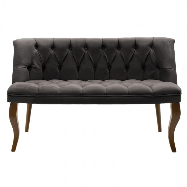 Καναπές Loreta pakoworld 2θέσιος βελούδο ανθρακί με μαύρα πόδια 118x55x78εκ