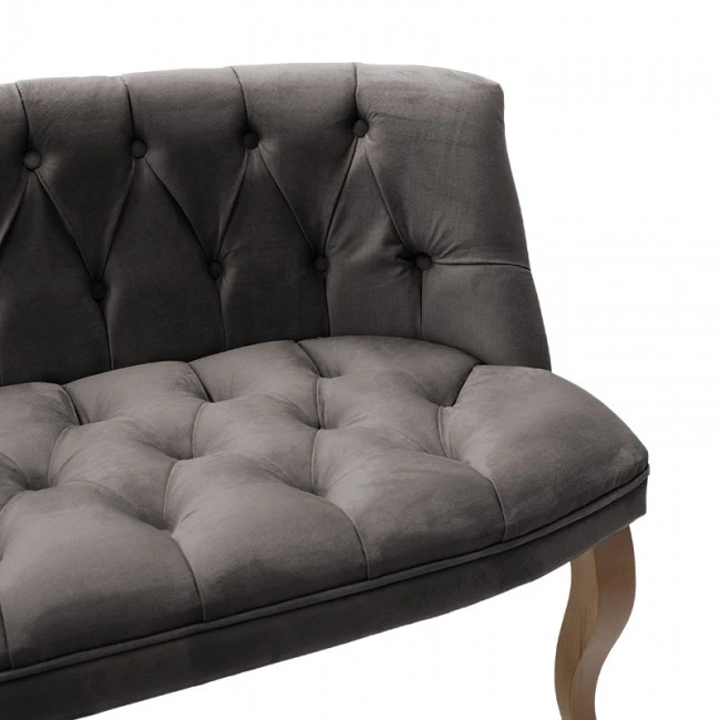 Καναπές Loreta pakoworld 2θέσιος βελούδο ανθρακί με μαύρα πόδια 118x55x78εκ