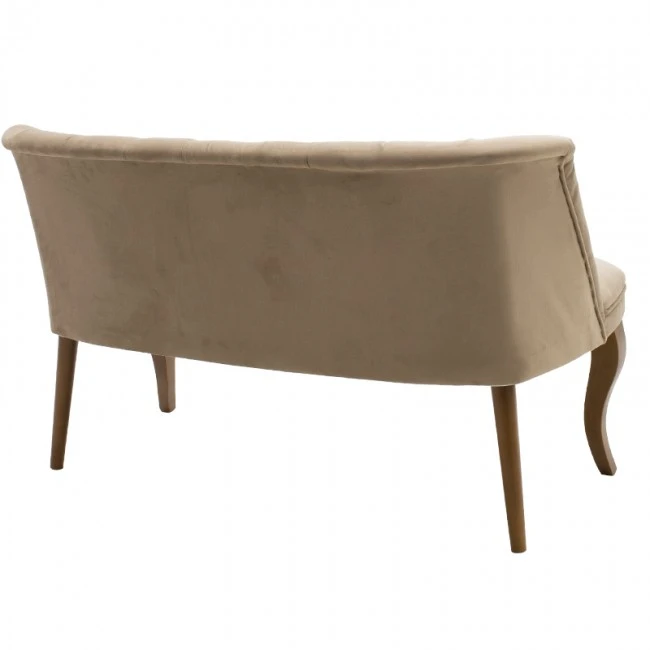 Καναπές Loreta pakoworld 2θέσιος βελούδο μπεζ -καρυδί πόδια 118x55x78εκ