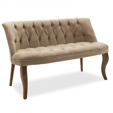 2 seater sofa Loreta pakoworld velvet beige with walnut legs 118x55x78cm