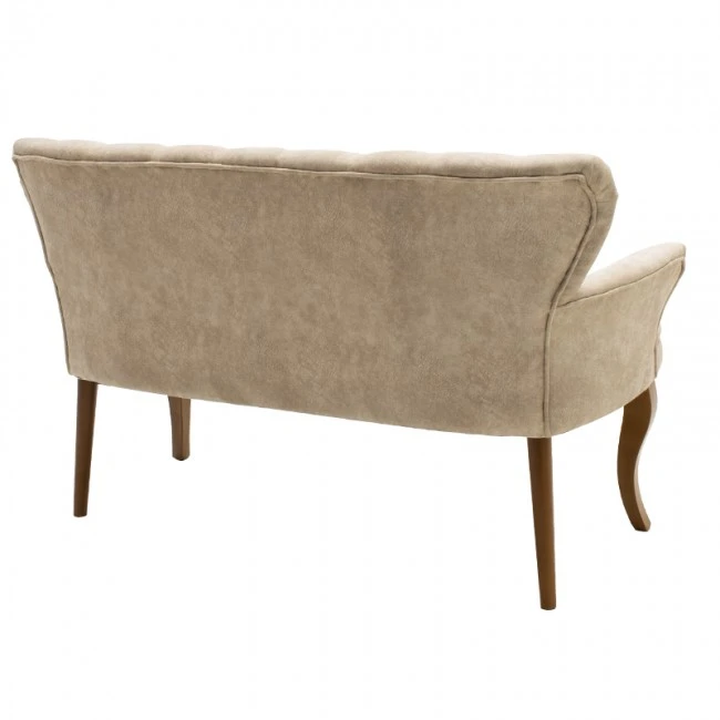 Καναπές Samara pakoworld 2θέσιος βελούδο μπεζ με καρυδί πόδια 130x55x79εκ