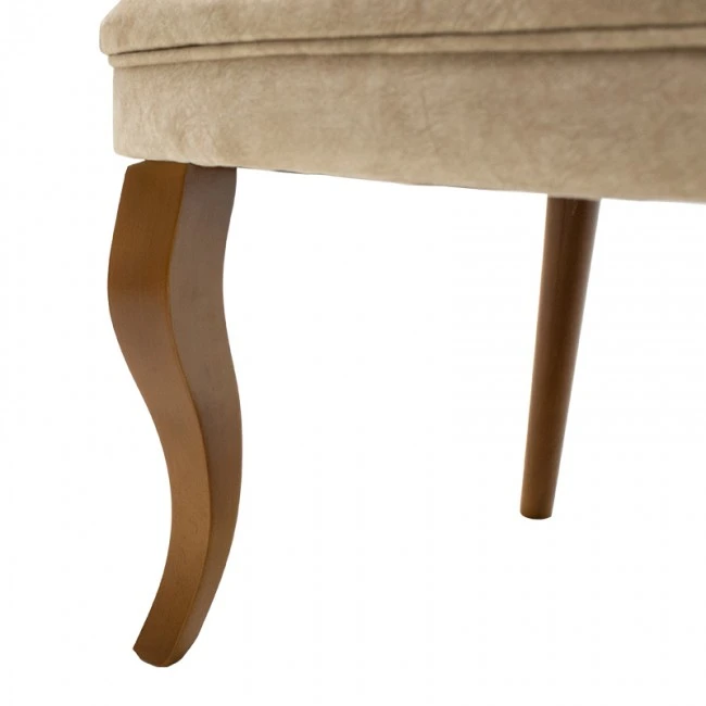 Καναπές Samara pakoworld 2θέσιος βελούδο μπεζ με καρυδί πόδια 130x55x79εκ