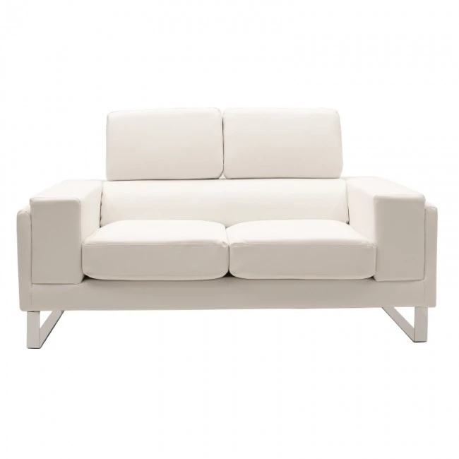2 seat Sofa Shea pakoworld PU ivory-inox 158x80x87cm