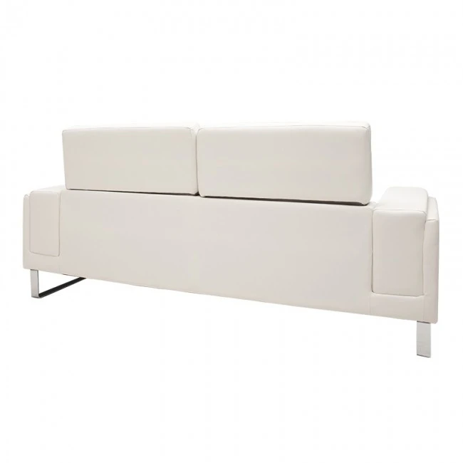 Καναπές Shea pakoworld 3θέσιος PU ivory-inox 198x80x87εκ