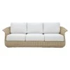 Three-seater sofa Gogi pakoworld aluminum-synthetic wicker in natural color-beige fabric 225x83x73cm