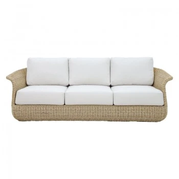 Three-seater sofa Gogi pakoworld aluminum-synthetic wicker in natural color-beige fabric 225x83x73cm