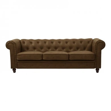 3-seater sofa Chesterfield type pakoworld antique brown pu 203x84x67cm