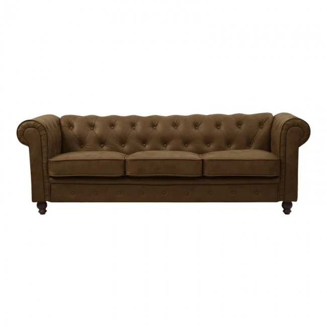 3-seater sofa Incredible pakoworld Chesterfield type antique brown pu 203x84x67cm