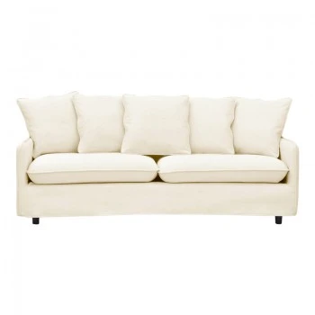 3-seater sofa Interest pakoworld beige fabric with five pillows 196x85x90cm