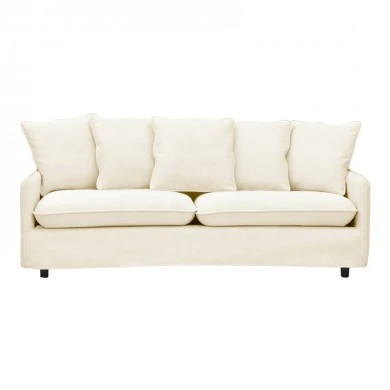 3-seater sofa Interest pakoworld beige fabric with five pillows 196x85x90cm