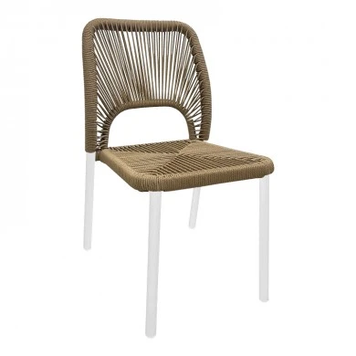 Aluminum chair Norture pakoworld stackable white frame-natural rattan 46.5x63x82cm
