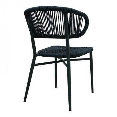 Aluminum-pe rattan chair Agus pakoworld stackable in black shade 55x63x77cm
