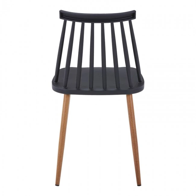 Καρέκλα Aurora I pakoworld pp σε μαύρη απόχρωση-πόδι μεταλλικό φυσικό 43x48x79εκ