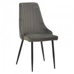Chair Azori pakoworld velvet dark grey-black metal leg 49x55x85cm