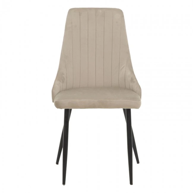 Chair Azori pakoworld velvet beige-grey black metal leg 49x55x85cm
