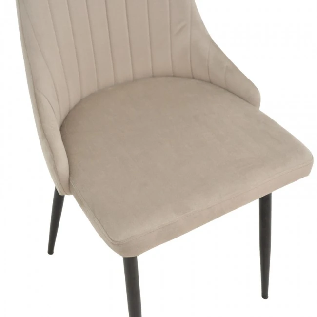 Chair Azori pakoworld velvet beige-grey black metal leg 49x55x85cm