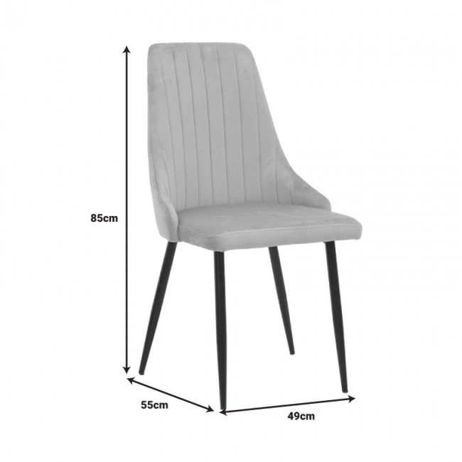 Chair Azori pakoworld velvet beige-grey black metal leg 49x55x85cm