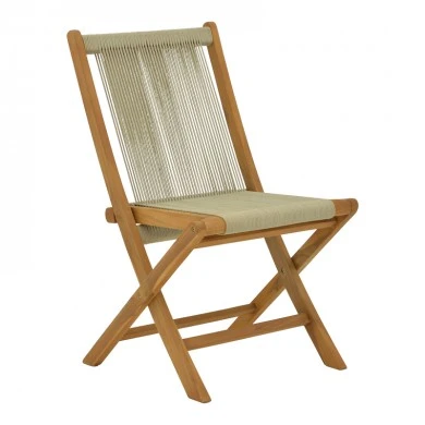 Foldable Banou chair pakoworld teak wood and pe rope in natural shade 52.5x56x89cm