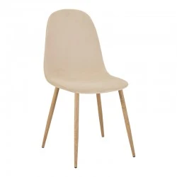 Chair Bella pakoworld beige velvet fabric-natural metal leg 43x52x88cm