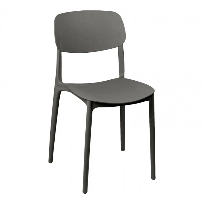 Stackable Berdian pakoworld pp chair in dark grey color 38x49x79cm