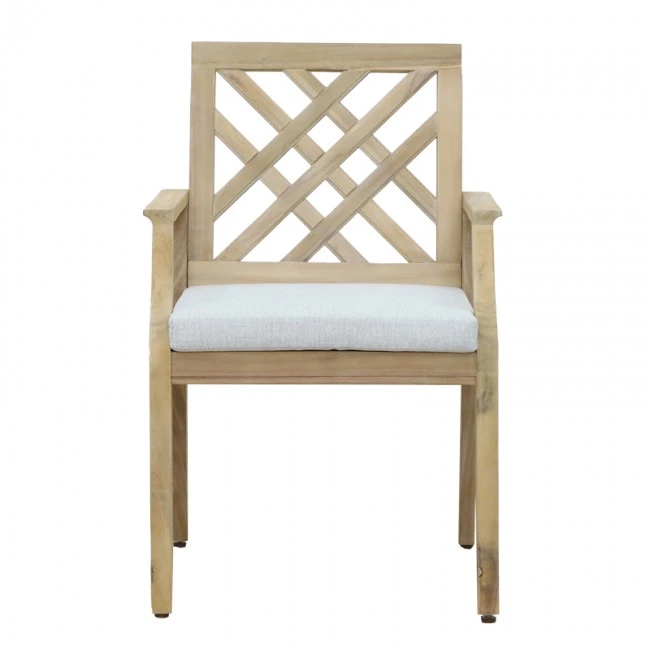 Bolen pakoworld armchair solid acacia wood-beige fabric 59x63.2x89.9cm