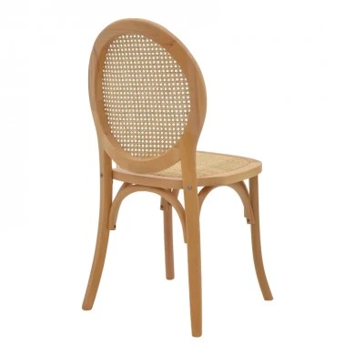Chair stackable Camil pakoworld natural beech wood-natural rattan 45x50x94cm