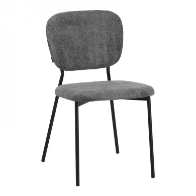 Καρέκλα Cathair pakoworld μπουκλέ ύφασμα σε γκρι απόχρωση με μαύρα μεταλλικά πόδια 48x53x82εκ