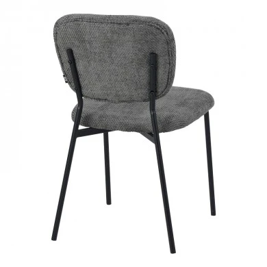 Καρέκλα Cathair pakoworld μπουκλέ ύφασμα σε γκρι απόχρωση με μαύρα μεταλλικά πόδια 48x53x82εκ