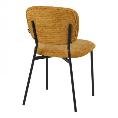 Καρέκλα Cathair pakoworld μπουκλέ ύφασμα σε κίτρινη απόχρωση με μαύρα μεταλλικά πόδια 48x53x82εκ