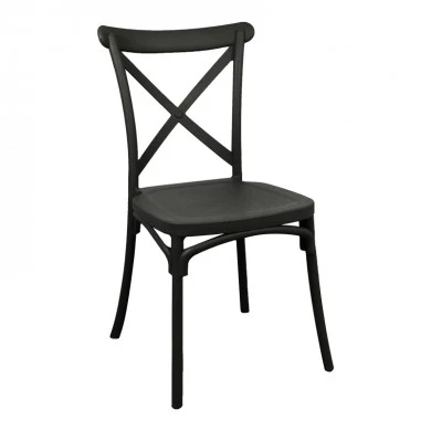 Stackable rossie pakoworld pp chair in black shade 38x46.5x82cm