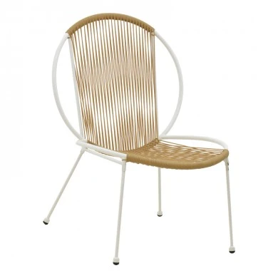 Dapper chair pakoworld metal white- pe natural 64.5x71x92.5cm