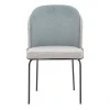 Chair Dore pakoworld grey and light blue teddy fabric-black metal 50x47.5x82cm