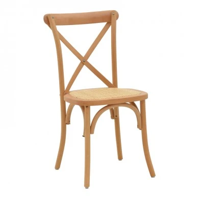 Chair Dylon pakoworld stackable natural beech wood-natural rattan seat 48x52x89cm