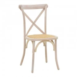 Chair Dylon pakoworld stackable white wash beech wood-rattan natural seat 48x52x89cm Chair Dylon pakoworld stackable white wash beech wood-rattan natural seat 48x52x89cm