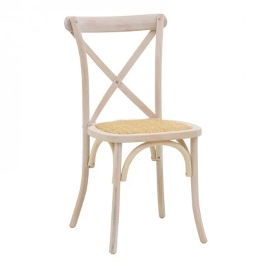 Chair Dylon pakoworld stackable white wash beech wood-rattan natural seat 48x52x89cm