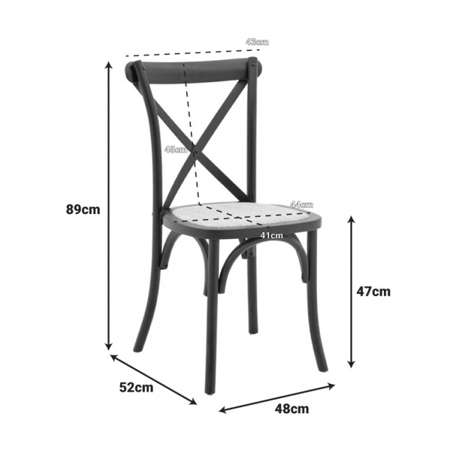 Dylon pakoworld stackable chair unpainted beech wood-rattan seat 48x52x89cm
