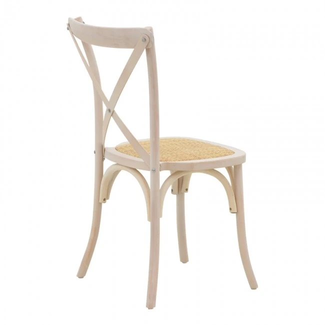 Chair Dylon pakoworld stackable white wash beech wood-rattan natural seat 48x52x89cm