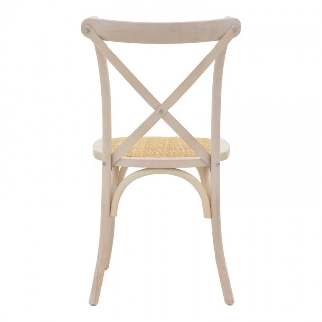 Chair Dylon pakoworld stackable white wash beech wood-rattan natural seat 48x52x89cm