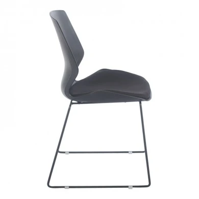 Genuine pakoworld PP-PU visitor chair in black with cushion 47x52x85cm