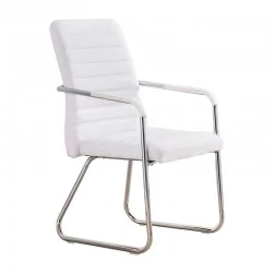 Guest chair Sefine pakoworld white pu-chrome leg 53x45x97cm